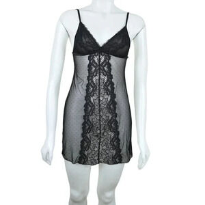 La Vie En  Rose Sheer Chemise Lingerie Black Lace Sexy Size XS